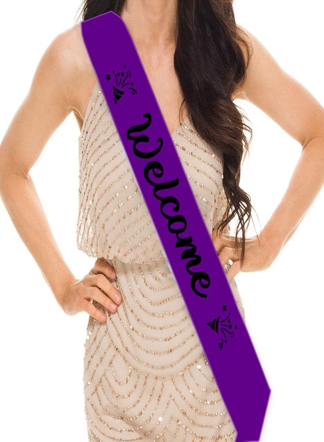 HUBOPS WELCOME SASH for Men & Women. Great for Work Party, Events, Party Supplies, Gifts, Favors, & Decorations,Parties, Bridal Showers, and Birthdays (purple) - Image 1